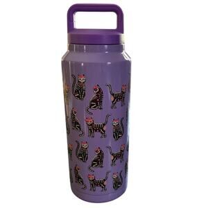 Dia De Los Muertos Sugar Skull Cat Insulated S Steel Water Bottle Halloween
